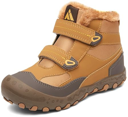 Mishansha Kinder Winterschuhe Warm Gefüttert Winterstiefel Mädchen Jungen Outdoor Schneestiefel Weich rutschfest Wanderschuhe Winter Boot Trekkingstiefel, Tortilla Braun 26 EU