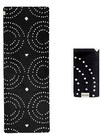 Mikkoa Yoga Travel Mat 1.5mm | Folding Yoga Mat | Lightweight | Compact | Washable | Eco Friendly, Black
