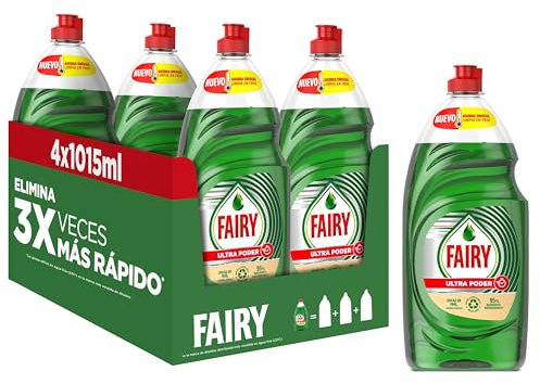 Fairy Ultra Original Líquido Lavavajillas 4x1015ML Fórmula Efectiva Que Deja Los Platos Relucientes, Impresionante Poder Antigrasa