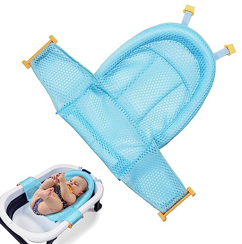 Aolso Hamac de Bain Antidérapant pour Bébé - Transat de Bain avec Filet et Support de Siège pour nouveau-né de 0 à 36 Mois (Bleu)