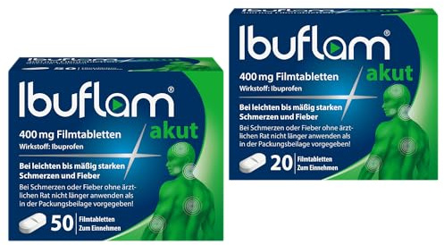 Ibuflam® 400 mg IBUPROFEN Schmerztabletten | Vorteilspack 50+20 Stück | Schnelle Wirkung bei Schmerzen, Fieber & Erkältung