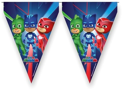 BeenSmile, BANDERIN PJ Masks, Wimpelkette für Kinder, Kindergeburtstags-Dekoration, Partyartikel, Feier und Jubiläum, 1 Stück, 3M