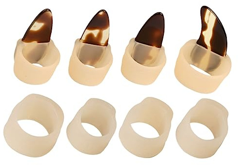 Silikon Guzheng Nagelschutzkappen Beige, 8 Stück, Zubehör | Atmungsaktiv und Einfach zu Nutzen, für Lernzubehör, Dezente Farbe, Praktische Passform