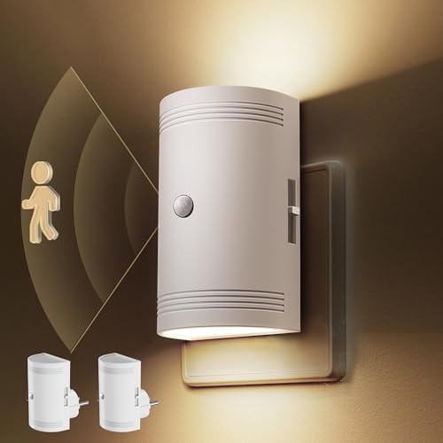LOHAS-LED Nachtlicht Steckdose, 2 Stück Steckdosenlicht mit Bewegungsmelder | 3000K Warmweiß, 0-100lm Helligkeit Einstellbar, Nachtlicht Dimmbar für Kinderzimmer, Treppen, Gang, Küche