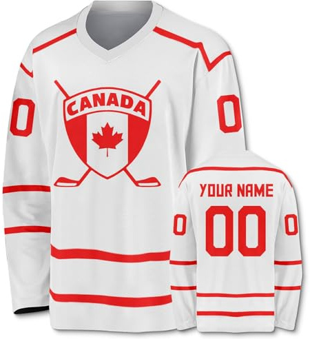Camiseta de Hockey sobre Hielo Personalizada Camiseta de Hockey sobre Hielo de Manga Larga con Estampado Personalizable Ropa para Aficionados al Hockey sobre Hielo Hombres Mujeres Jóvenes A02