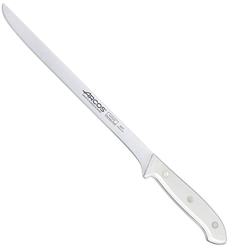 Arcos Couteau à Jambon Professionnel - Acier Inoxydable Nitrum 25 cm - Manche POM Blanc Résistant - Coupe Précise et Durable - Série Montblanc