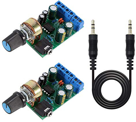 Youmile 2 Stück TDA2822M Audio verstärker modul DC 1.8-12V 2.0 Kanal Stereo AMP Board AUX Audio verstärker modul mit 3.5 mm Klinkenkabel