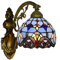 Yjmgrowing Tiffany Style Wall Lights Blue Baroque Stained Glass Corridor Wall Lamp 8 Retro Bedroom Bedside Wall Sconce for Balcony Living Room Hallway Lighting Decorative, E27,110-240V