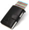 Fa.Volmer® - Porta carte pop-up in vera pelle, con/senza scomparto portamonete, unisex, max. 11 carte, protezione RFID, portafoglio VO24/31, nero / nero, 6 x 9,5 x 1,5cm, Contemporaneo