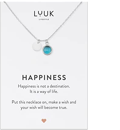 LUUK LIFESTYLE Halskette aus wasserfestem Edelstahl mit Glaskristall Anhänger, moderner Damenschmuck, Geschenkidee für Frauen, Freundschaftskette, in Gold, Silber und Rosé