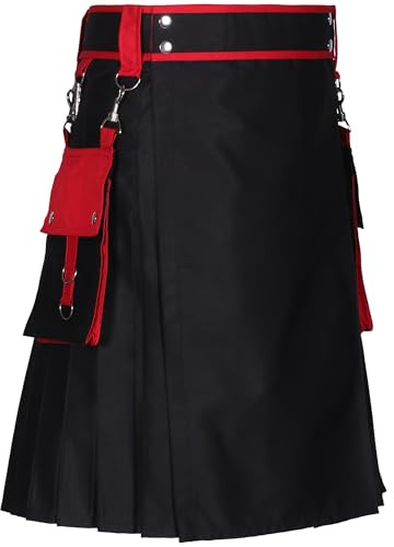 Schwarzer, modischer Utility-Kilt für Herren - Kilts (40'')