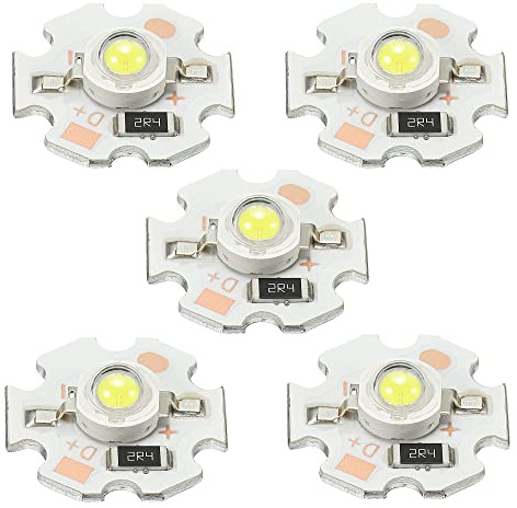 MECCANIXITY COB LED Light Chip Bead 3W 280lm 6000-6500K 20mm 5VDC Energy Saving Bulb for Spotlight Floodlight Replacement White 5Pcs