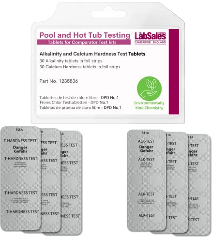 Labsales Badtunna, spa och pool kit två test tabletter, 30 alka-testtabletter för alkaliska och 30 hårdhetstest tabletter för jämförelsetestare