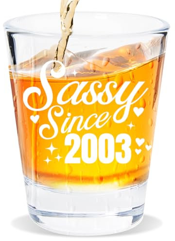 Sassy Since 2023, 21st Birthday Gifts for Her & Him - Happy 21st Birthday Shot Glass & Party Decoration