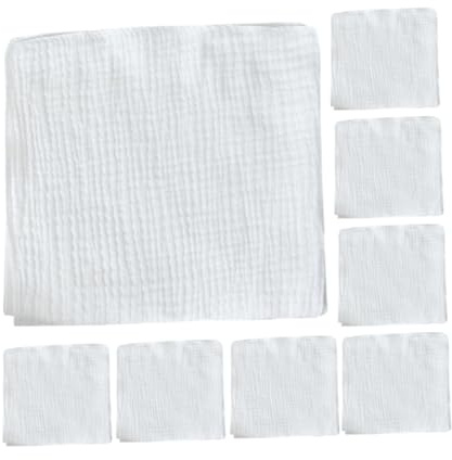 KOCKSHION 8pcs Muslin Burp Cloths for Boy Girl Double Washable Rags Soft and Absorbent Diaper Clip for Toddlers and Newborns