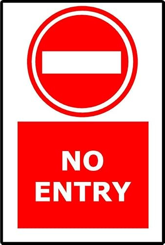 No Entry | 30cm x 20cm | Red/White - PVC Plastic Sign for Restricted Areas, Private Property, Security Zones, Traffic Control | UK-Made with Renewable Energy | Low Carbon Footprint