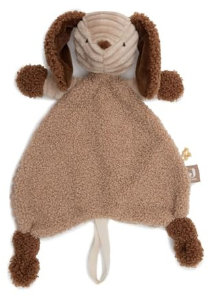 Jollein Schmusetuch Baby Hund – Diego – Biscuit/Leather Brown – Kuscheltier & Schnullertuch – Extra Weich – Schnuffeltuch Baby – Geschenke zur Geburt – 29x20 cm