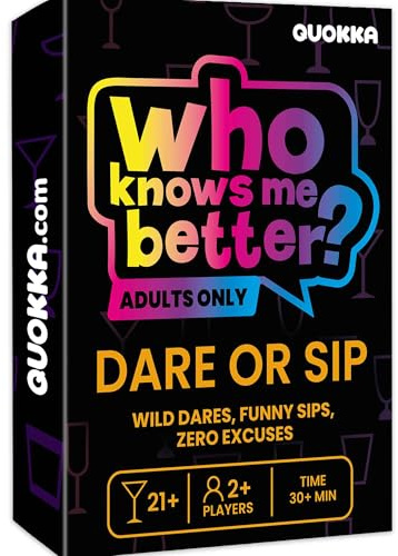 Quokka Funny Card Games for Adults and Couples - Adult Party Games | Dare Or Sip Fun Board Games for Adults - Drinking Games with 95 Tasks and Bold Challenges for Friends and Couples Ages 21+