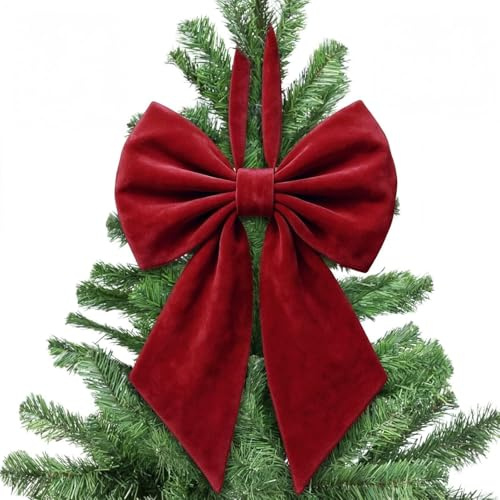 Fiocchi di Velluto Borgogna Giganti per Albero di Natale, Fiocco da 55,9 cm per Decorazioni Festività, Sfondo per Festa di Compleanno, Nastro per Decorazioni Appendibili per Sfondo Natalizio