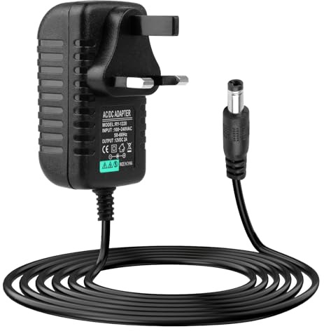 12V 2A Power Supply Adapter,AC 100-240V to DC 12V Power Supply UK Plug for LED Strip Lights CCTV Cameras ADSL Modems Routers and More 5.5mm x 2.5mm Jack Wall Charger 1M Cable for Home Office Use