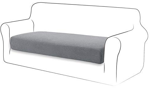 TIANSHU Bezüge für Sofa-Sitzkissen, dehnbar, rutschfest, elastischer Sofabezug, für Ecksofa, staubdicht (für 2-Sitzer, hellgrau)