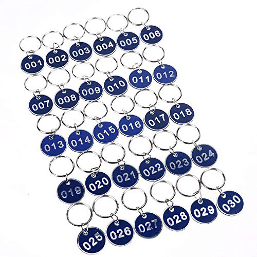 Schlüsselanhänger aus Aluminium und Kunststoff, nummeriert, 30 mm 1-100 blau