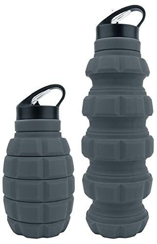 QiCheng&LYS Sportflasche 580 ml auslaufsicher und BPA frei, Umweltfreundliche tragbare Sportflasche, Klappdeckel mit Saugdüse, EIN Knopf Öffnung wiederverwendbar (grau)