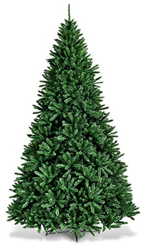 DREAMADE 270cm Klappbarer Weihnachtsbaum, Künstlicher Tannenbaum aus PVC, Kunst Christbaum für Zuhause/Outdoor, Festtagsdekoration mit Metallständer, Grün