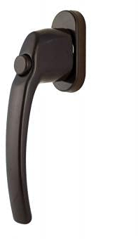 Fenstergriff aus Aluminium Sonja, mit Druckknopf, pulverbeschichtet braun, RAL 8019 40x10 mm (1 ST)