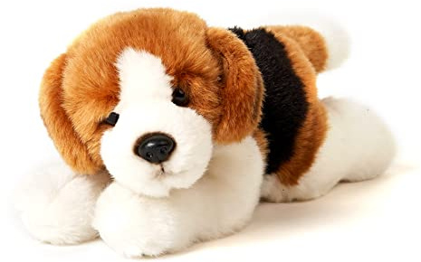 Uni-Toys - Chiot Beagle couché - 24 cm (Longueur) - Chien en Peluche, Animal de Compagnie - Peluche