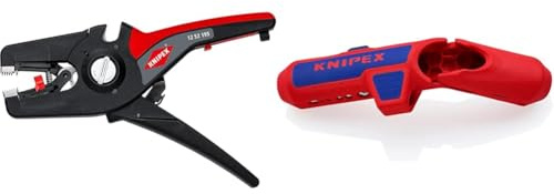 KNIPEX PreciStrip16 Automatische Abisolierzange (195 mm) 12 52 195 SB (SB-Karte/Blister) & ErgoStrip Universal-Abmantelungswerkzeug (135 mm) 16 95 01 SB, Mehrfarbig