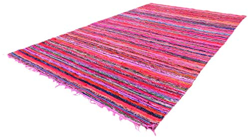 MAM Treasures Chindi-Teppich, Flickenteppich, Heimdekoration, Bohemian-Stil, indischer Teppich, Bodendekoration, bunt, Baumwollteppich, Wohnzimmerteppich, Badezimmerteppich, Überwurf, Teppich, 70 x