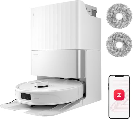 roborock Qrevo Master Set Robot Aspirapolvere con Funzione Mopping&Mop Sollevabile, Design FlexiArm, Potenza di Aspirazione HyperForce® di 10.000 Pa, Rilevamento dello Sporco, Bianco