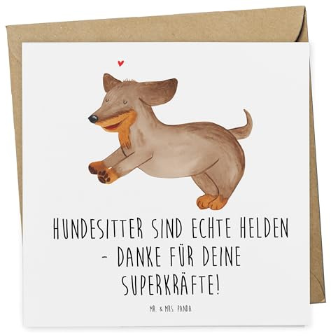 Mr. & Mrs. Panda Klappkarte Hundesitter Helden - Geschenk, faltkarte, Dankeschön, Aufmerksamkeit, Freundschaft, Danke, Bedanken, sagen, Hunde, Glückwunschkarte, Grußkarte, anlasskarte, Ausdrücken