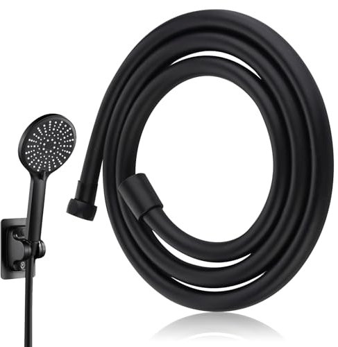 1.5M Tubo Flessibile per Doccia in PVC Nero, Tubo Flessibile per Doccia, Anti-Esplosione, Anti-Torsione, Anti-Perdita, Alta Resistenza alle Temperature, Montaggio Universale (G1/2)