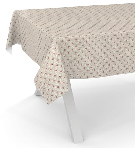 ANRO Nappe en toile cirée lavable, toile cirée pour table, pour jardin, ronde, ovale, carrée, 220 x 140 cm, bord coupé, Italia, rouge
