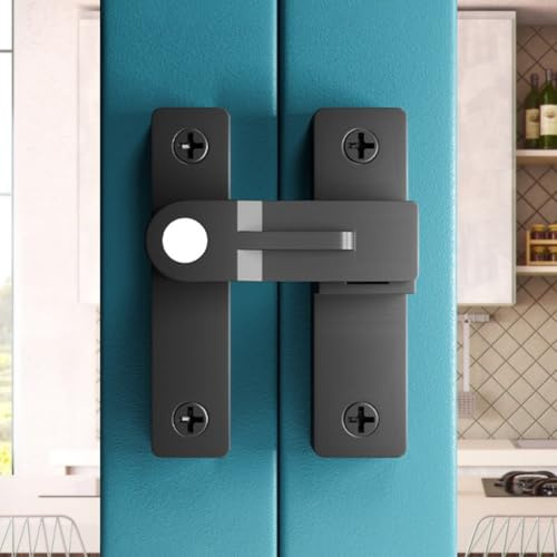 Serratura per porta scorrevole, 90/180 gradi, resistente, luminosa, antifurto, per giardino, recinzione esterna, garage (nero)