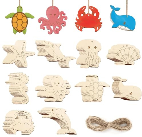 Decorazioni Marine In Legno Da Dipingere, 10 Stili Fai Da Te, In Legno Grezzo Grezzo, a Forma Di Oceano, Decorazione Fai Da Te, Dipingere Per Lavoretti, Decorazioni Da Appendere,Estate (Oceano)