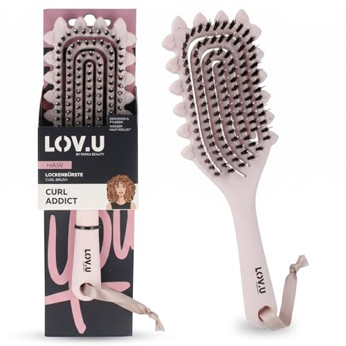 PARSA Beauty LOV.U Lockenbürste für definierte Locken | Schonendes Styling, Lockiges Haar, Rosa, Spezielles Spiraldesign, Praktisches Design, Hochwertige Verarbeitung