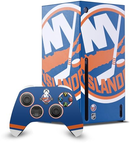 Head Case Designs Offizielle NHL Übergroß New York Islanders Spielekonsolen Wickeln Und Gamecontroller-Häute Im Paket kompatibel mit Xbox Series X
