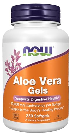 NOW Foods Supplements, Aloe Vera (Aloe barbadensis) 10,000 mg, Supports Digestive Health*, 250 Softgels