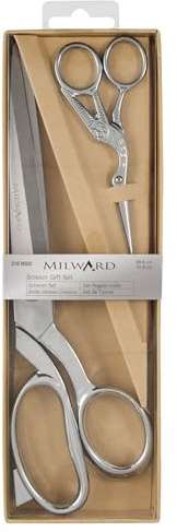 Milward 2189020 Premium presentset – inkluderar klädtillverkning saxar och stork broderisax, silver, 25,5 cm och 11,5 cm