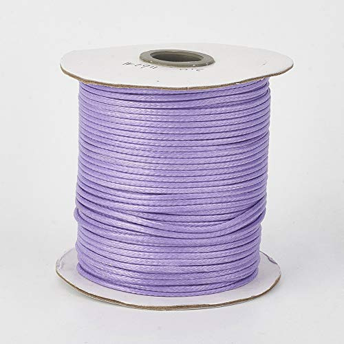 Pandahall 1Roll/91m/100Yards 2mm Environmental Korean Waxed Polyester Cord Macrame Bracelet Beading Thread Lilac