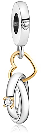 Annmors Femme Charms Bague de Mariage Argent Sterling 925 Pendentif avec Zircon Cubique pour Bracelet