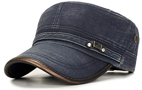 Behone Militär Kappe - Herren Baumwolle Army Mütze, Verstellbar Vintage Cadet Hat, Baseball Cap in Grau Blau