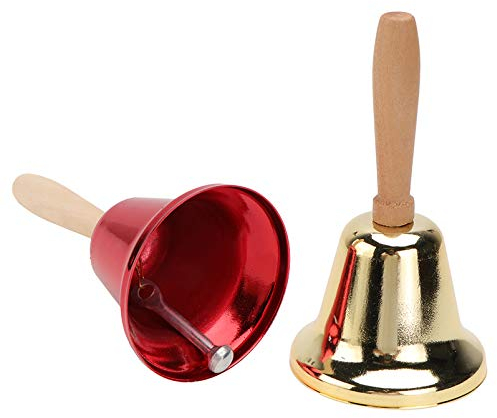 2 PCS Handglocke Weihnachten Schleife Handklingel Service Call Bell mit Holzhandschisch Rezeption Glocken Weihnachtsrasseln für Heimparty Restaurant