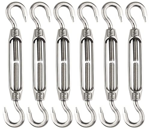 6 Pezzi M4 Tenditore Acciaio Inox 304 Tenditore Filo Regolabile Tenditori Gancio e Gancio per Cavi in ​​Acciaio Tenditori per Funi