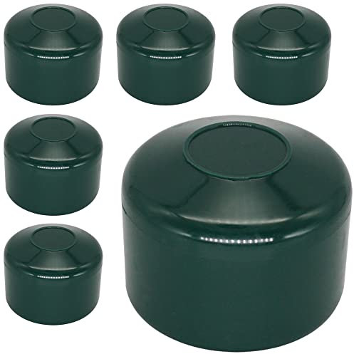 SKIR'CO (6 piezas) Tapas de postes de valla, tapas redondas de plástico verde de 42.4 mm para postes redondos de pared gruesa, cubiertas de postes de valla, verde musgo RAL 6005