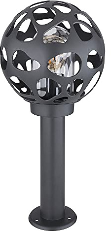 Stehlampe Sockelleuchte Außen Edelstahl Gartenlampe Kugel Aussen mit Strom, ALU Loch-Design anthrazit, 1x E27, DxH 20x 45 cm