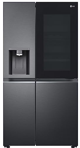 LG GSXB90MCDE Stand Side-by-Side Kombination, 91,3 cm breit, 635 L, Craft Ice, EIS-, Crushed Ice- und Wasserspender, Festwasseranschluss, WLAN, Matte Black